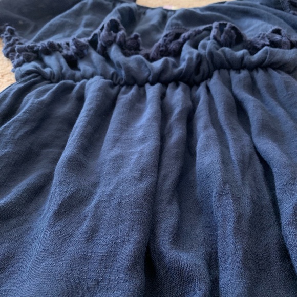 LIKE NEW NAVY FRINGE DRESS CAN BE WORN OFFSHOULDER - Picture 2 of 3
